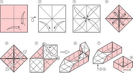 Cum sa faci un coș de hârtie în tehnica origami, cu mâinile lor (de a face) Cum sa faci un coș de hârtie în tehnica origami, cu propriile sale mâini