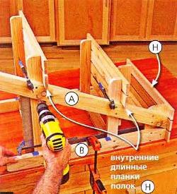 Cum de a face pe rafturi, etajere pentru flori cu propriile sale mâini desene, instrucțiuni (color) Cum de a face rafturi, rafturi pentru flori cu mâinile proprii desene sale, instrucțiuni