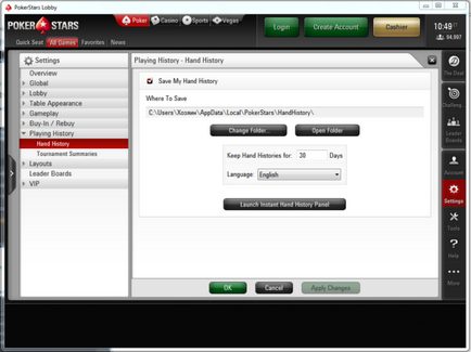 Setarea tracker de poker 4 (Poker Tracker)