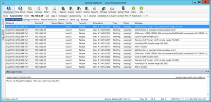 Sursa de display (dispozitive Syslog NetPing) Vezi sursa
