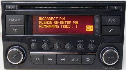 Deblocare unitate de cap nissan (introduceți codul greșit) Deblocare unitate de cap nissan