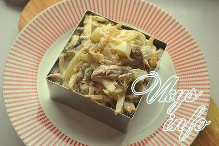 Salata „Engleză“, cu reteta de pui și ciuperci cu fotografie (de pui) Salata „Engleză“, cu reteta de pui și ciuperci cu o fotografie