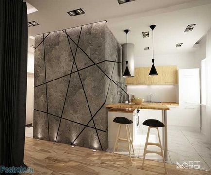 Întâlnește! Interiorul modern al unui apartament studio, cu o nișă (apartament) Întâlnește! Interiorul modern al unui apartament studio cu o nișă