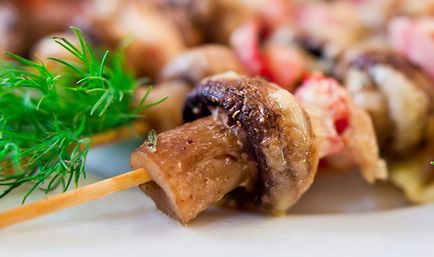 Coapte în ciupercile albe cuptor cu smântână și brânză, cartofi și carne (smântână) Coaptă în ciupercile albe cuptor cu smântână și brânză, cartofi și carne