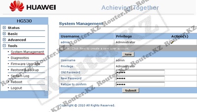 Setarea hg530 huawei (huawei) Setarea huawei hg530