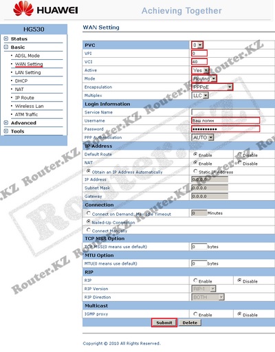 Setarea hg530 huawei (hg530) Setarea huawei hg530