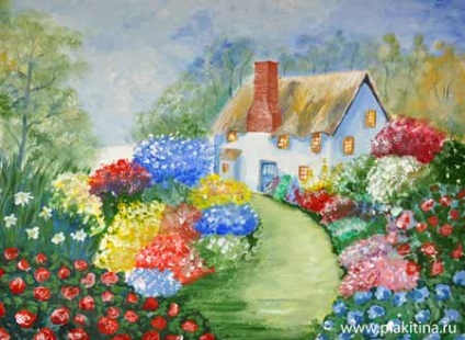 Desen pictura guașă - o grădină de vară, o lecție în guașă, pictura guașă, guașă Lecții de desen