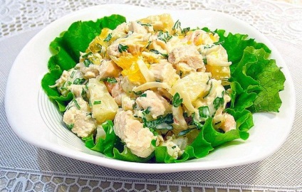 Salata de pui cu ananas (ananas) Salata cu carne de pui și ananas