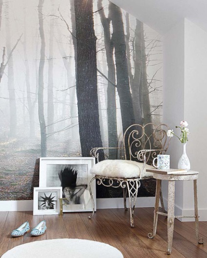 Mural în design interior apartamente mici, cu fototapete (interior) Mural în design interior apartamente mici, cu fototapete