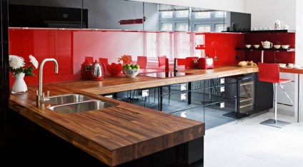 Red bucatarie design negru fotografie, culoare, alb colț de masă de top, în culori, șorț în interior (roșu) Red bucatarie design negru fotografie, culoare, alb colț de masă de top, în culori, șorț în interior,