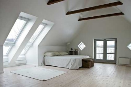 Mansarda (etaj mansarda fotografii de interior) Podeaua mansarda