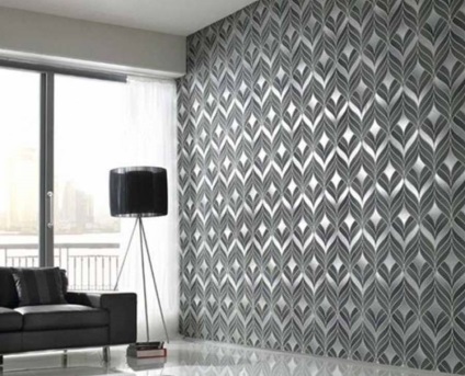 Wallpaper în sala de 2,017 fotografie trendy și modern pentru un apartament, idei de design, și încleiere, pe care pokleit