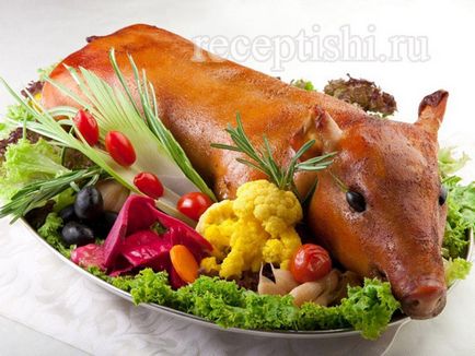 Порося фаршироване, запечений в духовці, кулінарні рецепти з фото (75-100 меду ложка) Порося фаршироване, запечений в духовці, кулінарні рецепти з фото
