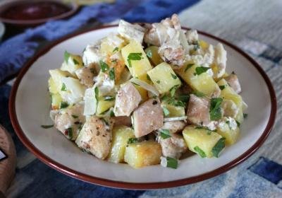 Салат з картоплею, покрокові рецепти приготування (Масло рослинне Сіль) Салат з картоплею, покрокові рецепти приготування