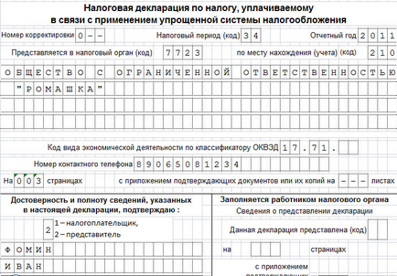 Як заповнити декларацію з ССО «доходи мінус витрати» з конкретним прикладом і зразком оформлення