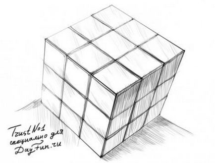 Cum de a desena un cub Rubik cu un creion în etape