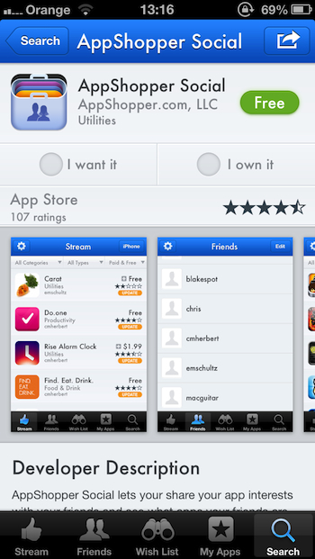 Appshopper social в appstore