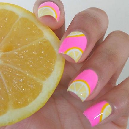 Як намалювати на нігтях лимон, апельсин, цитруси nail art з цитрусами