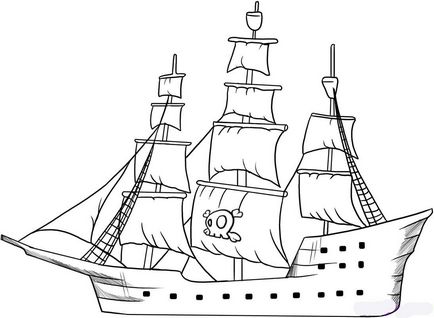 Cum de a desena o corabie de pirați, cu un creion în etape - Învață să  atragă