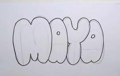 Lettres Bubble - Comment dessiner Maya (lettres à bulles MAYA) Lettres Bubble - Comment dessiner Maya