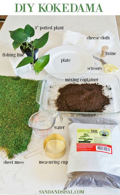 Bricolage KOKEDAMA - Moss japonais Boule Planters - sable et Sisal (japonais) Bricolage KOKEDAMA - Moss japonais Boule Planters - Sable et Sisal