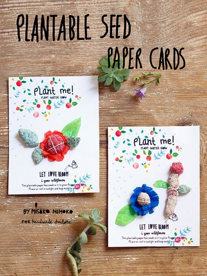 Papier bricolage semences Cartes plantable, main Charlotte (fait main) Papier bricolage semences Cartes plantable, main Charlotte
