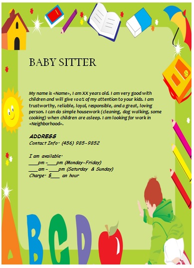 Gratuit Baby-sitting Circulaires Idées uniques, modèles magnifiques et des échantillons (idées) Gratuit Baby-sitting Circulaires Idées uniques, des modèles magnifiques et des échantillons