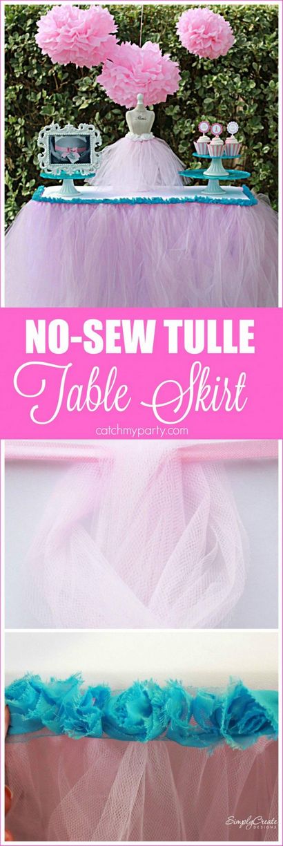 No-Sew Tulle Jupe de table, Catch My Party (parti) No-Sew Tulle Jupe de table, Catch My Party