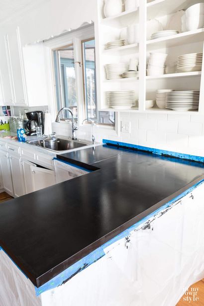 Peinture Countertops de cuisine Ressembler Carrara Marble - Dans mon propre style (comment faire des comptoirs en marbre) Peinture Countertops de cuisine Ressembler Carrara Marble - Dans mon propre style