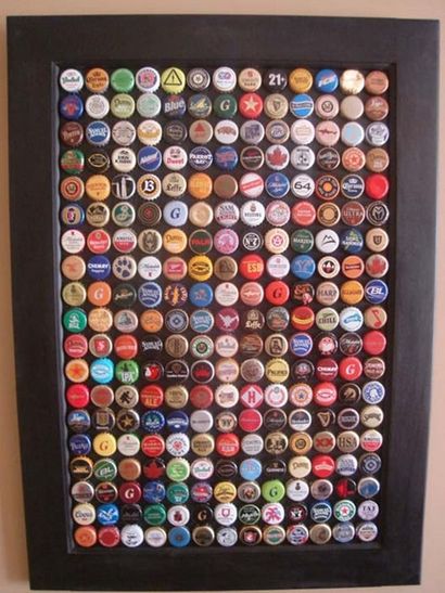 Bottle-Cap Wall-Art recyclé (comment faire de l'art bouchon de bière) Bouteille-Cap recyclé mur-Art