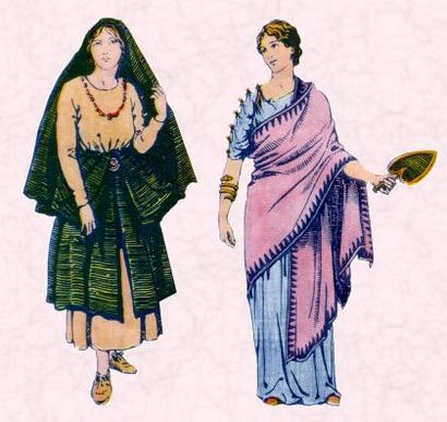 Histoire Costume romaine, Femmes romaine - Coupes de cheveux et robe, La Stola (l'histoire du costume) Histoire romaine Costume, Femmes romaines - Coupes de cheveux et robe, Le Stola