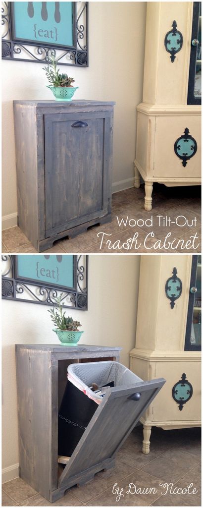 Bois Trash Tilt-Out Can Cabinet - Aube Nicole Designs® (poubelle) Bois Tilt-Out Poubelle Cabinet - Aube Nicole Designs®