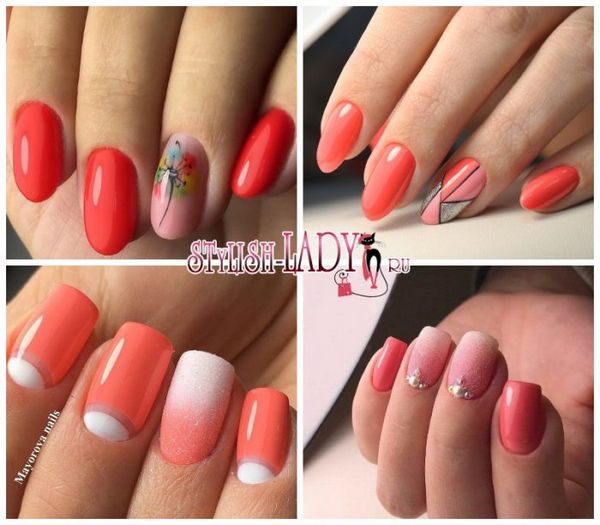 koralowe paznokcie manicure
