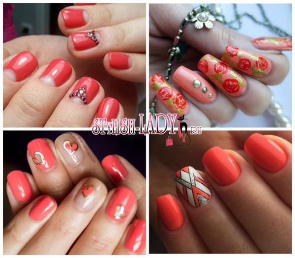 manicure koralowy manicure koralowy