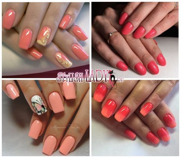 koralowe paznokcie manicure