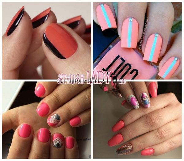 koralowe paznokcie manicure koralowy