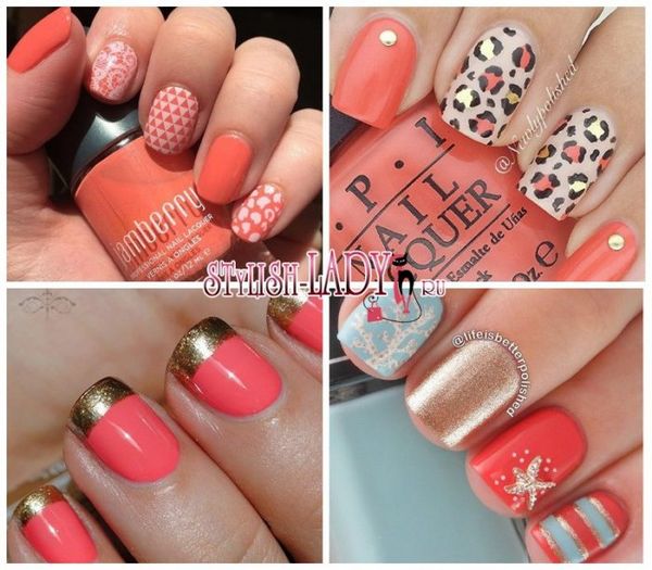 manicure koralowy koralowe paznokcie