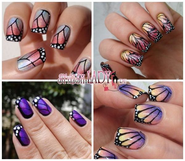 manicure z motylami na paznokciach manicure