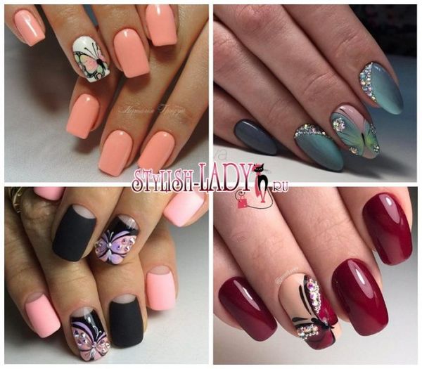 manicure z motylami na paznokciach manicure