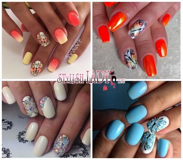 manicure manicure z motylami na paznokciach