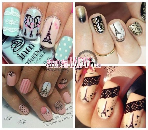 manicure z wieżą Eiffla na paznokciach manicure z wieżą Eiffla na paznokciach