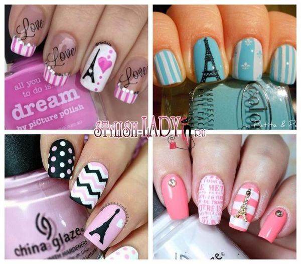manicure z wieżą Eiffla na paznokciach manicure z wieżą Eiffla na paznokciach