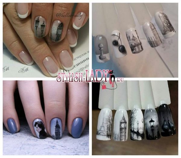 manicure z wieżą Eiffla na paznokciach manicure z wieżą Eiffla na paznokciach