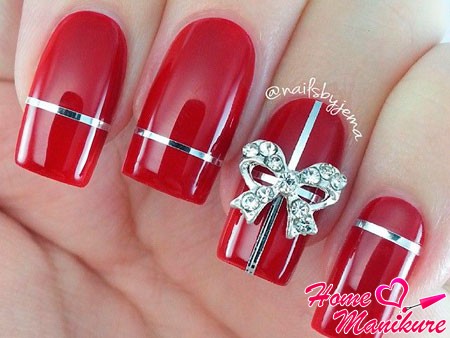 manicure cyrkonie paznokcie design zdjęcie czerwony czarny układ klej różowy beżowy manicure z kryształkami