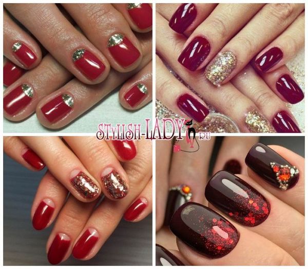 manicure manicure złoty brokat