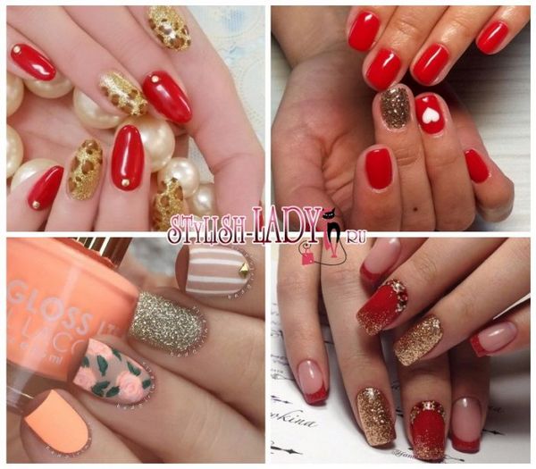 manicure złoty brokat manicure
