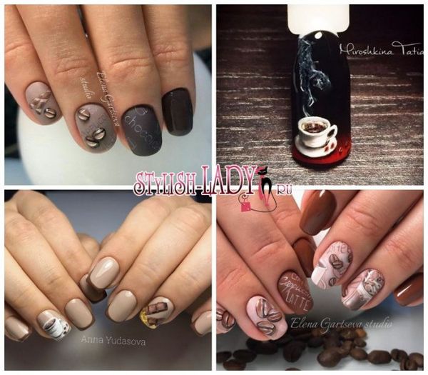 brązowy manicure manicure