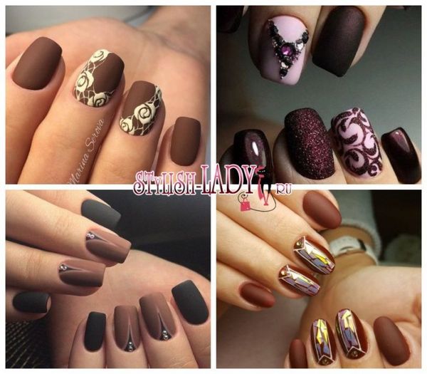 manicure brązowy manicure