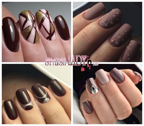 brązowy manicure brązowy manicure