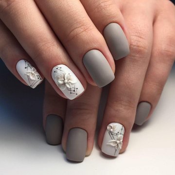 черен и сив маникюр сив маникюр с розово